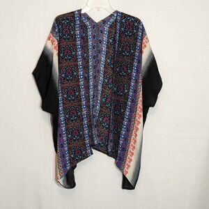 Multi-Colored Chiffon Kimono Open Tunic; One Size,  Plus Size